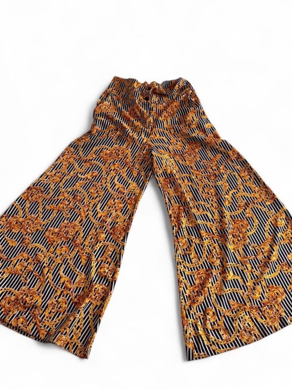 Walter Baker Black, Gold and White Baroque Stripe Pants